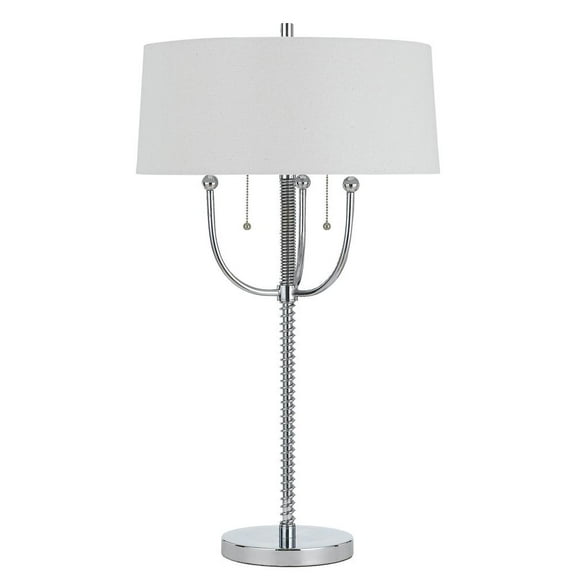 Cal Lighting Lesina 2-Light Metal Table Lamp with Linen Shade in Chrome/White