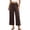 Coffee, variant on ROHUUQUE Women's Pajama Pants Cotton Blend Wide Leg Loose Drape Cropped Casual Elastic Waist Home Sleep Bottoms Lounge