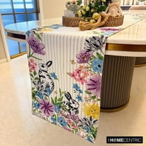 White Decorative 6 - 8 Seater Table Runner (16 x 90 inch) | Contemporary Cotton Floral Table Linen | Bunny Embroiderey, Jute Lace, Easter Table Runner for Party, Dining Table Décor - Bunny Wonderland