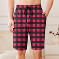 thumbnail image 2 of Men's Pajama Shorts Loose Fit Elastic Waist Drawstring Baggy Plaid Printed Casual Beach Yoga Knee Length Shorts with Pockets M-3XL Hot Pink XXXL(XXXL), 2 of 6