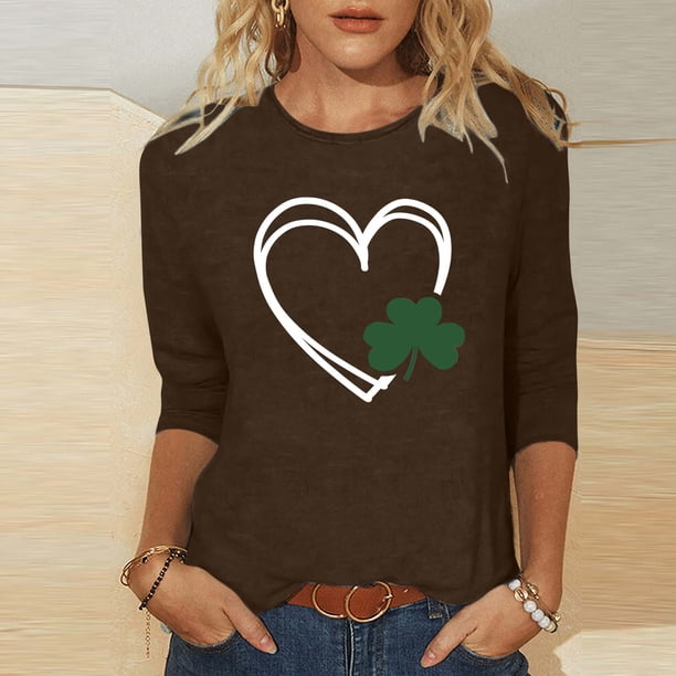 TaTaai Womens Saint Patricks Day Tshirt Celtic Knot Print Short Sleeve Relaxed Fit Round Neck Casual Top Lightweight Soft Cotton Gift