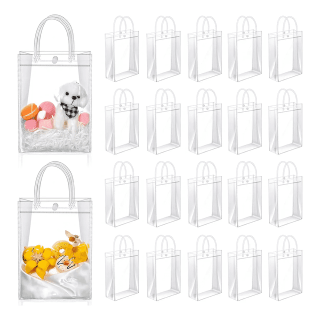 30 Bolsas De Regalo De Pvc Transparente De 15x7x20cm Con Asas Xtellar transparente