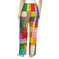 thumbnail image 3 of Picia Colorful Plastic Blocks Pattern Womens Soft Woven Cotton Elastic Waistband Sleep Pajama Pant Lounge Sleep Pant With Pockets And Drawstring-Medium, 3 of 9