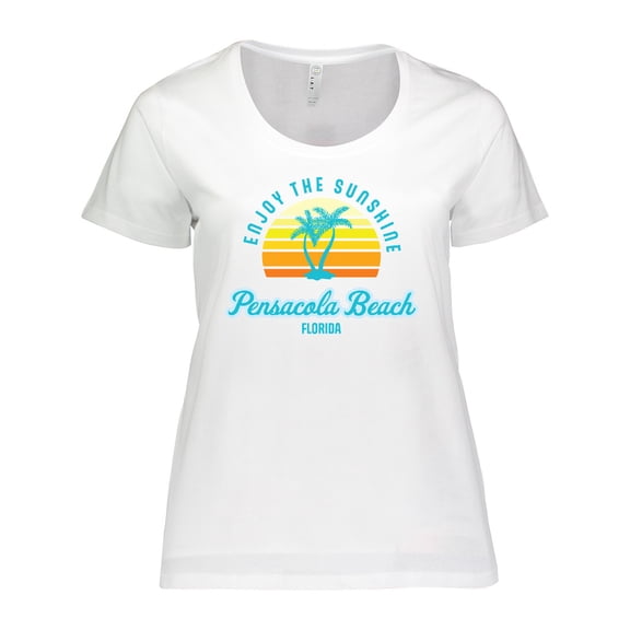 Inktastic Summer Enjoy the Sunshine Pensacola Beach Florida in Blue Women's Plus Size T-Shirt