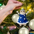 thumbnail image 6 of Calico Cat Christmas Tree Ornament, 2D Acrylic Cat in White Christmas Dress, Christmas Animal Ornament Xmas Decor Tree Hanging, Cute Cat Pet Hanging Ornament for Xmas Tree Car Backpacks Home Decor, 6 of 6
