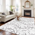 thumbnail image 2 of Rectangle Area Rugs 8 x 10 Ft, Black White Branches Non-Slip Residential Carpet, Vintage Art Farmhouse Indoor Crawling Mats Runner Rugs for Living Room/Dining Room/Bedroom, 2 of 8