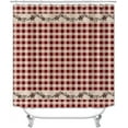 thumbnail image 2 of 4PCS/Set Vintage Brown Western Texas Star Shower Curtain, Primitive Berry Star Red Beige Plaid Rustic Wooden Board Country Bathroom Decor, Non-slip Bath Rugs Toilet Mats, Bless Our Home, 2 of 7