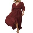thumbnail image 1 of Robe Maxi Ample à Imprimé Floral pour Femmes, Manches 4/3, Col en V, Robe d'Été Fluide, Esthétique, Décontractée, Bohème, Tenue de Plage, 1 of 6