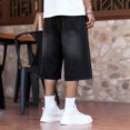 thumbnail image 4 of GINGTTO Men's Ripped Baggy Fit Below Knee Denim Shorts, 4 of 8