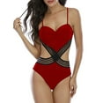 thumbnail image 3 of Women One-Piece Swimwear Sexy Heart-Shaped Cross Cut Out Swimsuit, 3 of 5