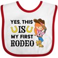 thumbnail image 3 of Inktastic Yes, This is My First Rodeo- Cowgirl in Hat and Boots Girls Baby Bib, 3 of 4