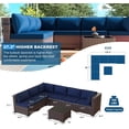 thumbnail image 3 of Gotland Patio Furniture Set 7 Pieces Outdoor Sectional Rattan Sofa Set Brown Manual Wicker Patio Conversation Set with Navy Blue Cushions,1 Tempered Glass Tea Table, 3 of 6