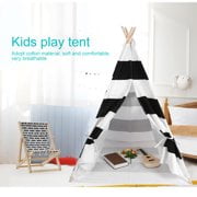 Playhouse Windows And Doors - WALFRONT Kids Foldable Teepee Play Tent Playhouse Classic Indian Style Play Tent, Walls with Door, Window and Floor, Children Birthday Gift 120*120*145cm