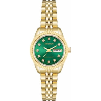 Armitron Women\'s Gold Green Genuine Crystal Accented Bracelet Round Luxury Watch Armitron, Women main image 4
