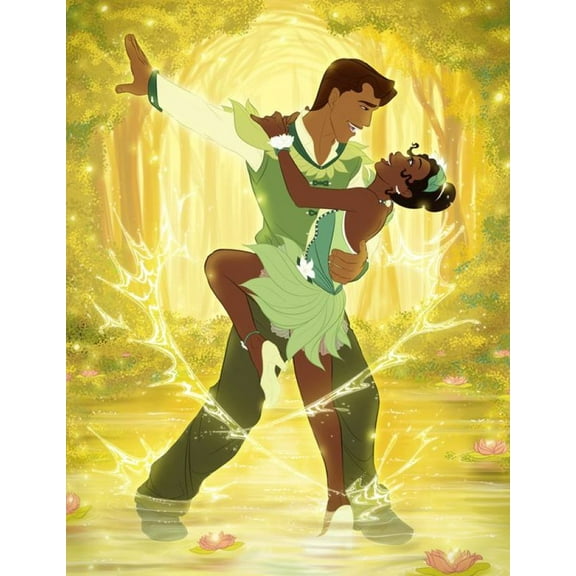 DIY 5D Diamond Painting Kit 12 X 16 Inch Princess and the Frog Round Full Drill Crystal Rhinestone Embroidery Cross Stitch Arts Craft Canvas for Home Wall Decor