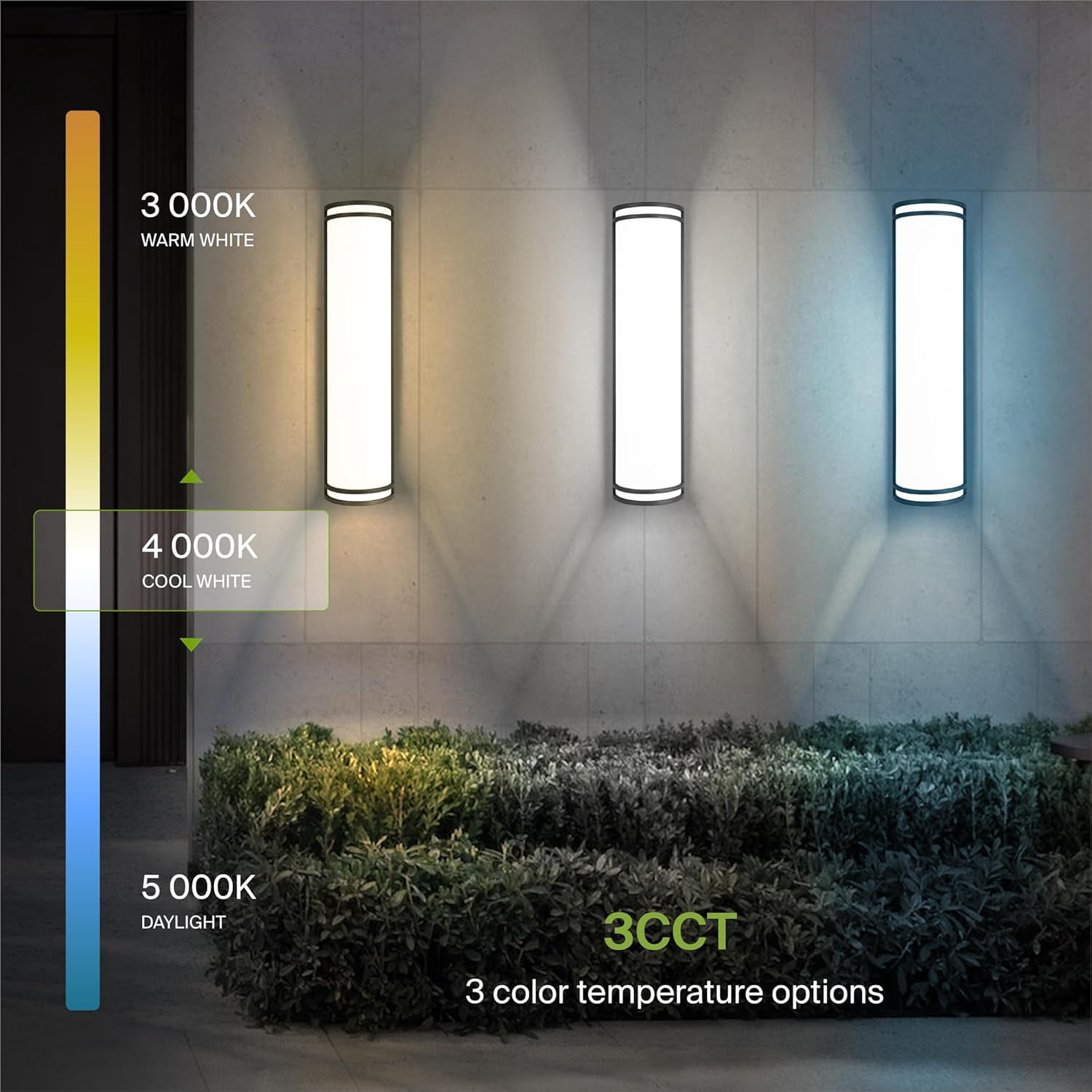 ASD 24 Inch LED Outdoor & Indoor Wall Mount Light Fixture - Matte Black Modern Wall Sconce Lighting - 25W 120-277V 3000K 4000K 5000K Dimmable Front Door & Patio Exterior Lights - ETL, 2 Pack