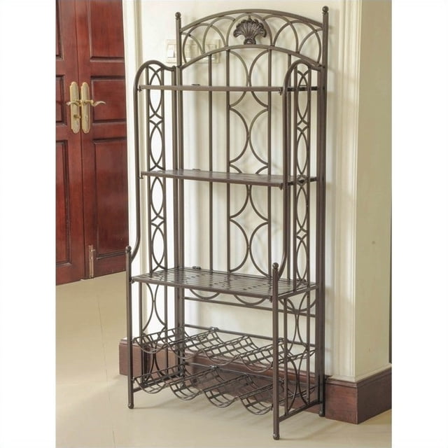 International Caravan Mandalay Iron Bakers Wine Rack in Matte Brown