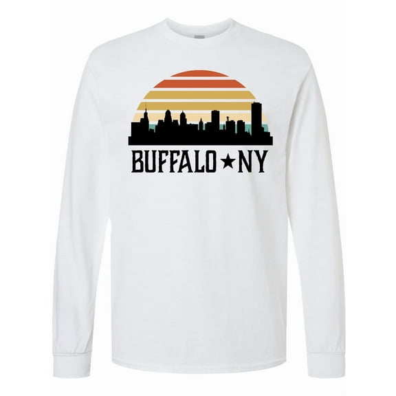 Inktastic Buffalo New York Skyline Retro Long Sleeve T-Shirt