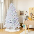 thumbnail image 1 of Gymax 7 FT White Artificial Christmas Tree Hinged Unlit Iridescent Xmas Tree, 1 of 10