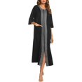 thumbnail image 2 of Housecoat Women's Short Sleeve Zipper Robe Long Nightgown Lougewear with Pockets S-XXL, 2 of 7