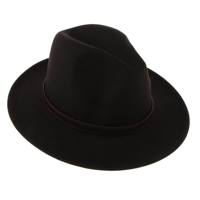 Sombrero Fedora Gorro de Panamá Borde Ancho con Cinta de Cuero Estilo Retro Navidad para Mujer Negro Soledad sombrero fedora de lana mujer hombre