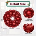 thumbnail image 3 of Christmas Ball Wreath 13"Xmas Wreaths Ornaments Glitter Thicken Shatterproof Hanging Balls Holiday Party Wedding Christmas Door Wall Tree Mantel Decor Champagne Red, 3 of 6