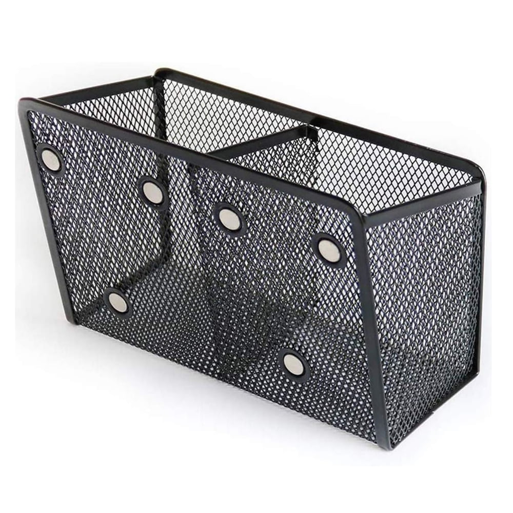 HYG 1 Pcs Large Metal Magnets Pen Holder Mesh Magnetic Pencil Basket Marker Storage Case Home Office Organizer Accessories for Locker Refrigerator Whiteboard (Black)