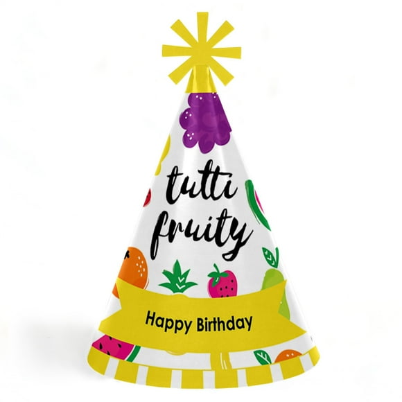Chapeaux Coniques de Fête des Fruits - Couvre-Chef Coloré pour Enfants et Adultes (Lot de 8) - Thème Amusant d'Été avec Design Fruité