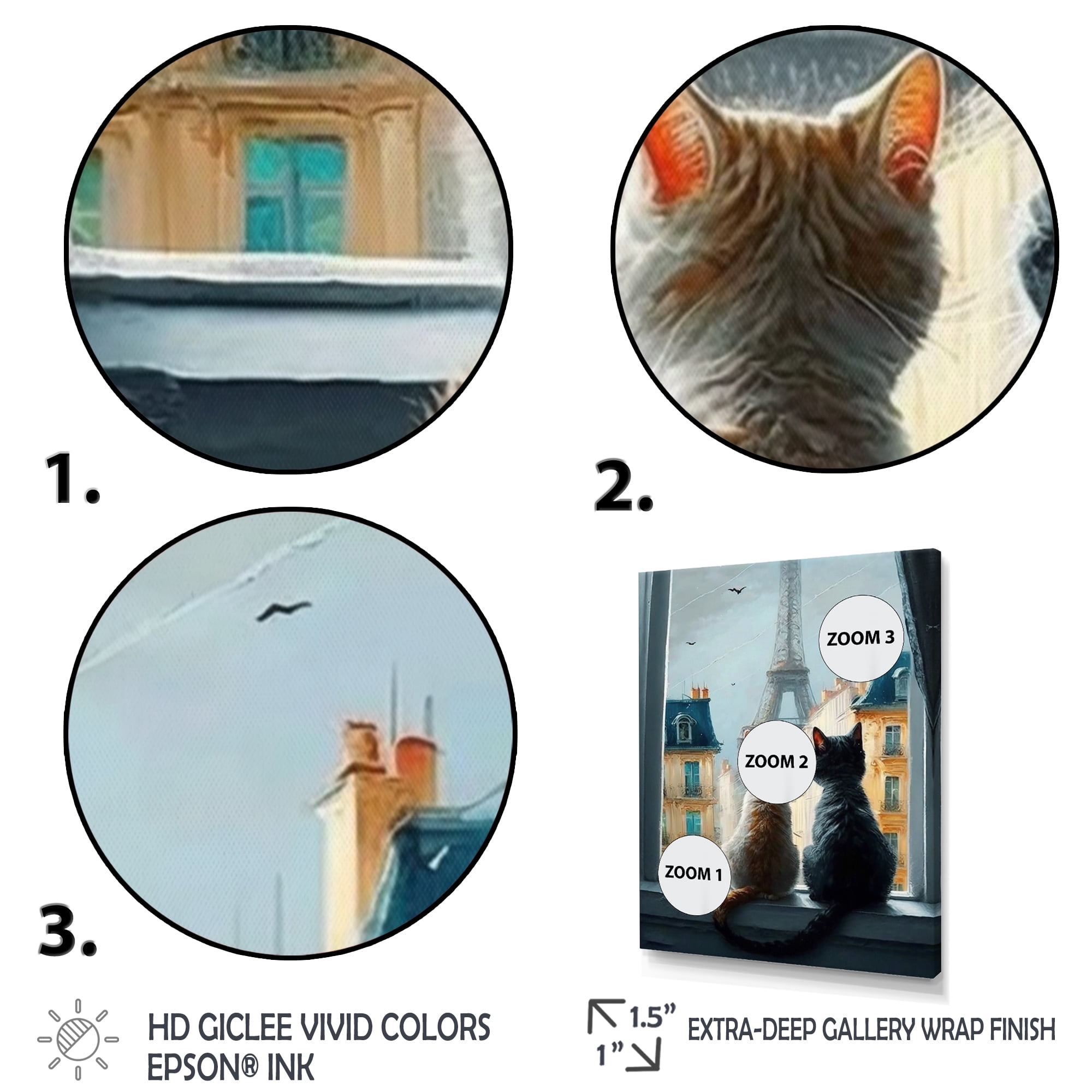 Designart Two Cats In Paris II Canvas Wall Art