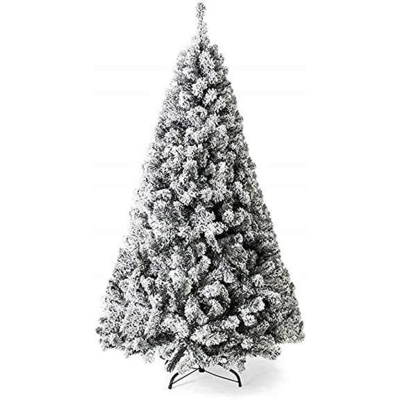 DORTALA Snow Flocked Christmas Tree, 6ft Christmas Tree,unlit Christmas Pine Tree, Artificial Christmas Snowy Tree, Artificial Premium Spruce Full Tree