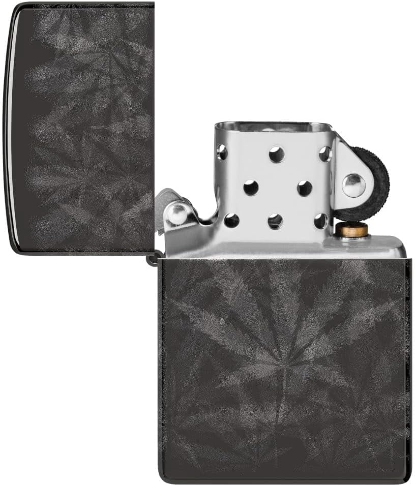 Zippo Lighter - Customized Message on Leaf , Photo 360 - High Polish Black 48924