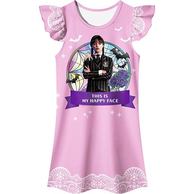 Jupe Princesse Maison Complète Magique pour Fille Manches Courtes à Volants Robe Col Rond pour Fille