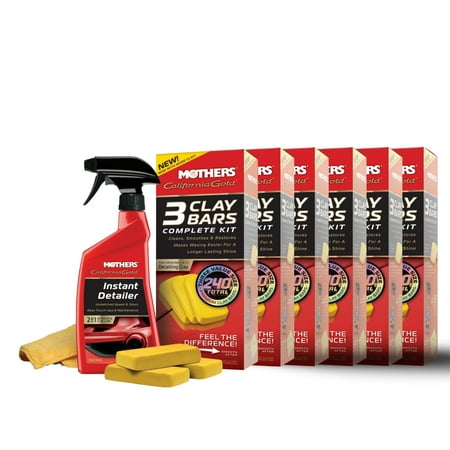 MOTHERS 07240 California Gold Clay Kit 6 PACK - Smoothes & Restores - 2-100g Clay Bars