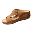thumbnail image 3 of longantii Womens Orthopedic Sandals Non Slip Slip on Arch Support Flat Wedge Sandals Wide Hiking Shoes 2026 Comfort Foam Shoes Brown, 3 of 8