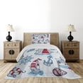 thumbnail image 3 of Ambesonne Cartoon Quilted Coverlet 2 Pcs, Nautical, Twin Size, Blue Red, 3 of 5