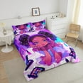 thumbnail image 4 of Erosebridal Black Magical Bedding Set Queen Size American African Princess Comforter Set Reversible Colorful Stars Bed Comforter Sets For Teen Women Fashion Makeup Decor Quilt, 4 of 6