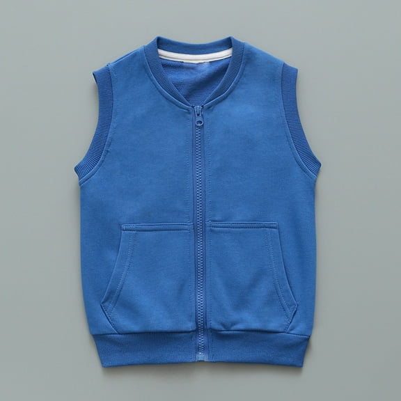 Boys GirCotton Jacket Ligntweight Plain Vest Full Zipper Sleeveless