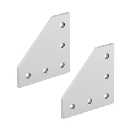 

L Shape Outside Joining Plate 60mm x 60mm x 4mm w 5-Hole Joint Bracket for 2020 Aluminum Profile 2 Pcs (Silver)