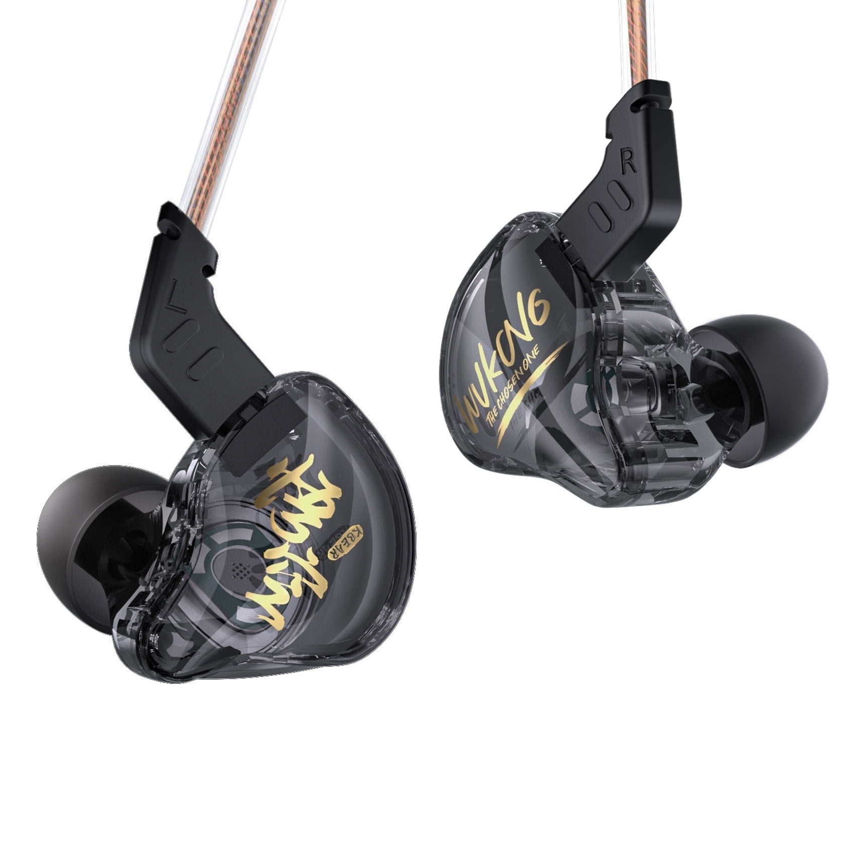 KBEAR K01 Iems For Gaming, Wired Gaming Earbuds, Noise Cancelling In Ear Headphones With 3.5mm Plug, HIFI Immersive Bass In Ear Monitor Wired Earphones For Computer Laptop Music（Black without mic)