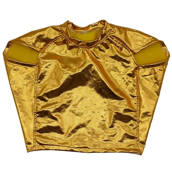 Fgnfyis T-Shirts Garçons Carnaval Garçons Performance Extensible Ajusté T-Shirts Colorés pour Danse Chorale et Tenue Décontractée Hauts Filles Or m