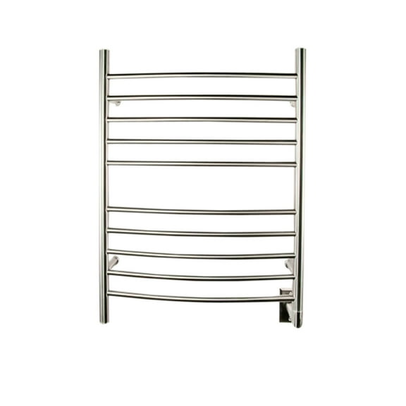 Amba Radiant Hardwired Curved Heated Towel Warmer Rack For Bathroom - Brushed, 150 Watts, 1.3 Amps, 120 Volts