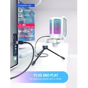 FIFINE A6V Gaming Microphone for PC Computer PS5 PS4 Laptop, USB Streaming Microphone with 192kHz High-Res, RGB, Condenser, Mute, Gain Control, White
