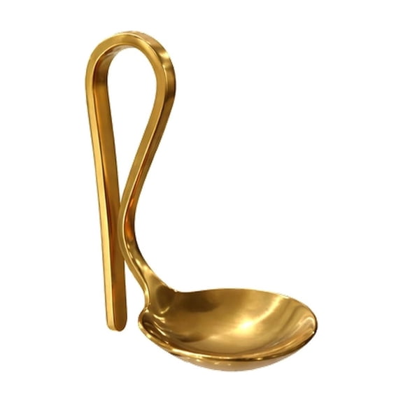 Leeye Stainless Steel Hanging Spoon Gold Wall Mount Bar Spoon Long Stem Stirring Serving Utensil with Hanging Edge for Kitchen 3.15in