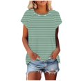 thumbnail image 1 of Mujeres de Manga Corta Tops Casual Cuello Redondo Impresión Blusa Poliéster Ligero Top, Camisa de las Señoras de la Moda para el Hogar Diario Y el Uso Cómodo, 1 of 9