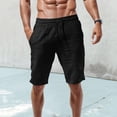 thumbnail image 3 of Huanglei Men's Casual Shorts ,Casual Summer Shorts Linen Blend Elastic Waist With Pockets Loose Fit (Black ,3X-Large), 3 of 5