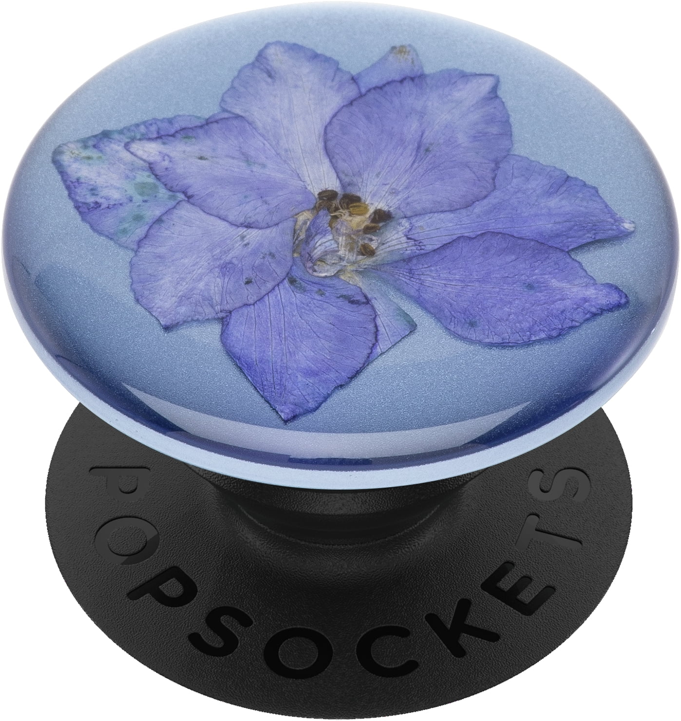 PopSockets Premium Grip with Swappable Top for Cell Phones, PopGrip Pressed Flower Larkspur Purple