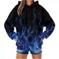 thumbnail image 2 of Uootdi Long Sleeve Hoodies for Women Drawstring Casual Hoodies Flame 3D Printed Graphic Pullover Tops with Pockets Gift, 2 of 9