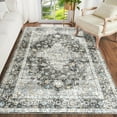 thumbnail image 3 of Junovo Boho Area Rugs Vintage Boho Carpet Non-slip Floor Rug for Living Room,8'x10',Dark Gray, 3 of 8