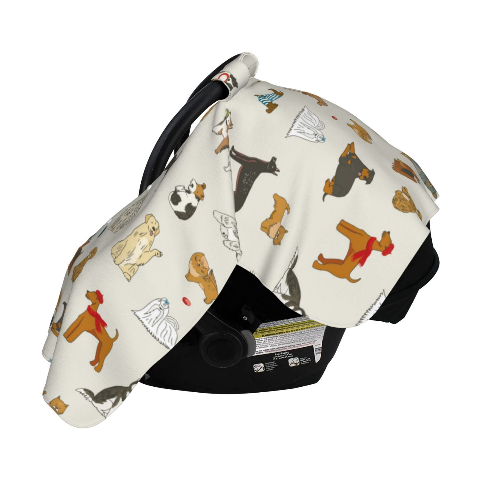 Naloa Dogs Funny Pets Baby Car Seat Cover, Breathable Baby Carrier Cover, Multiuse Baby Carrier Cover & Nursing Breastfeeding Cover
