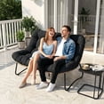 thumbnail image 3 of RADIATA Outdoor Wicker Loveseat with 5.5" Tufted Cushion, Oversized 2-Person Patio Lounge Seat, Steel Frame, Adjustable Feet,Gray, 3 of 8